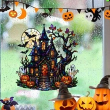1/3/4 Sheets Halloween Window Decals Set - Spooky Haunted Houses, Pumpkins & Ghosts, Static Cling Stickers For Home & Party Glass Decorations - Multicolor - View 8