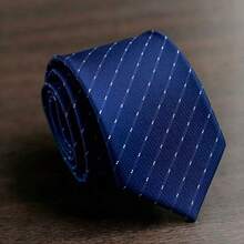 1 Set High-End Fashion Tie And Tie Clip 2 Pieces Set Suitable For Business Travel, Casual, Banquet, Wedding - Blue - View 4