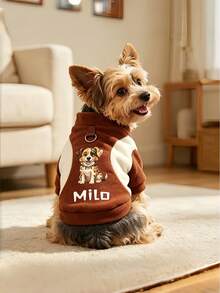 [Customized]Personalized Pet Clothes With Custom Name, Leash Attachment, Cat & Dog Hoodie, Comfortable & Cute, Heat Transfer Printing, Puppy Pattern, Perfect Gift For Dogs! Soft & Comfortable, Warm - Multicolor - View 12