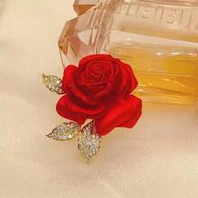 1件復古紅玫瑰胸針 女款 高端胸花針 頂級服飾配件 奢華領口別針 Ins風飾品 - red - 查看 8