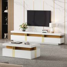 White Coffee Table - Particle Board Side Table For Living Room - 白色 - 查看 1