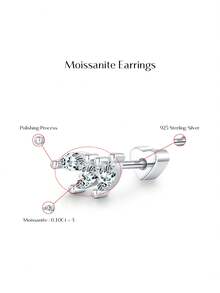 MODIAN 0.3CT Marquise Cut Moissanite Cartilage Ear 925 Sterling Sliver Earrings Heart Screw Stud Earrings For Women Fine Jewelry - Silver - View 2