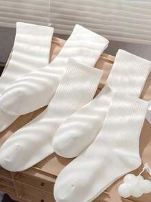 1/3/5/6/10/15/20 Pairs Solid Color Pattern Unisex Sports Socks, Mid-Calf Socks, Boat Socks, Spring/Summer Holiday Gift, Valentine's Day, Women's Socks, Boyfriend Gift - Multicolor - View 1