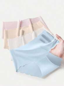 Mystèrelle 4pcs/Pack Women's Seamless Ice Silk Soft One Piece Underwear, Breathable Ultra-Thin Quick-Dry Stretch Briefs - Multicolor - View 3