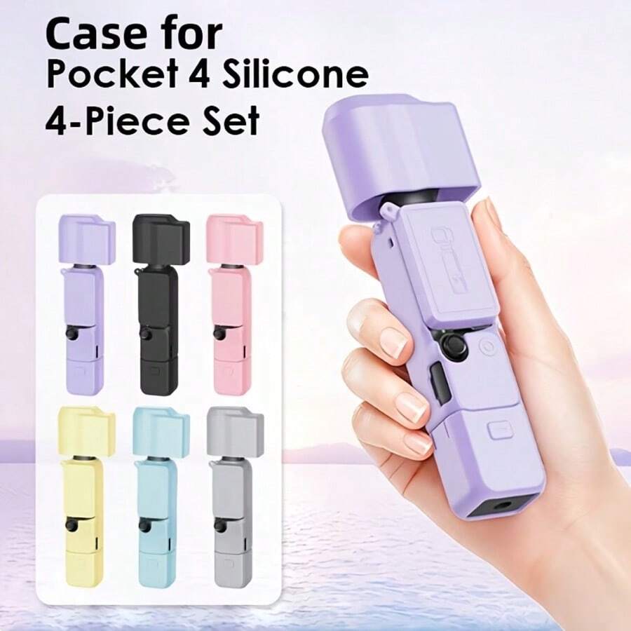 Compatible With DJI Osmo Pocket 4, Silicone Protective Case, Gimbal Protective Cover, Lens Protective Film, Anti-Scratch Protective Cover, Anti-Collision Protective Cover, Soft Silicone Protection, Dust-Proof Accessories, Camera Shell Accessories