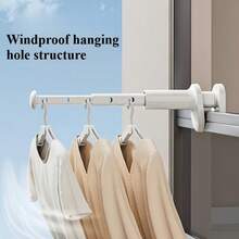 Multifunctional Adjustable Telescopic Clothes Drying Rack With Rotating Clips, White Plastic Material, Space-Saving, Suitable For Dorms, Bathrooms, Closets, Travelers And Small Homes. Lightweight And Compact, Quickly Dries Clothes, Equipped With Strong Clips, Versatile Function, Ideal Laundry Accessory Choice. - Multicolor - View 8