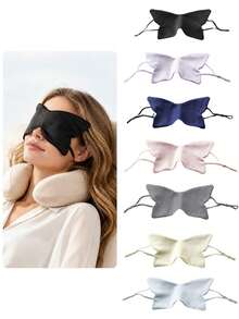 1PC Double Sided Faux Silk Satin Eye Mask Zero Pressure Butterfly Sleep Mask Light Blocking For Travel Nap - Multicolor - View 1