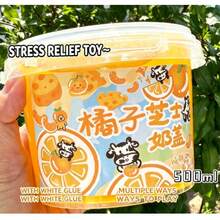 Orange & Pomegranate Milk Cap Cheese Thick Silicone Bubble Slime, Foaming Non-Sticky Colorful Clay Stress Relief Toy - Multicolor - View 11