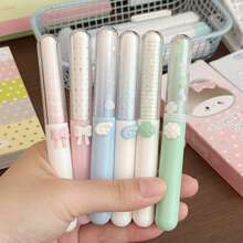 [Back To School] 12支/4支/1支裝可愛旋轉口袋中性筆套組，4支可愛迷你便攜 0.5mm 快乾黑墨水書寫筆，學生考試筆記學校用品 - 慕樂轉轉筆 - 查看 1