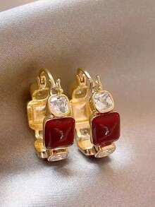 1 Pair Fashionable Personalized Exquisite Elegant Earrings, Suitable For Women's Daily Commute - Red - View 2