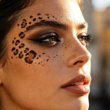 3pcs Leopard Print Temporary Face Tattoo Stickers, Sexy Adult Women Leopard Pattern Tattoo Stickers, Suitable For Halloween, Cosplay, Party, Festival And Other Occasions - Multicolor - View 6