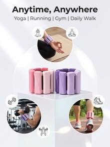 1 Pair Adjustable Size, Detachable Weight, Portable Strength Training Silicone Wrist & Ankle Weights, 1lb (480g) Per Pair, With Solid Steel Core, Suitable For Yoga, Dance, Walking, Pilates, Running, Aerobics, Home Workout Wearable Fitness Bands, Multiple Colors Fitness Accessories Available - Multicolor - View 7