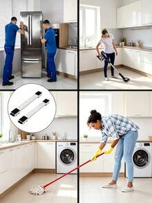 Adjustable Length Stainless Steel Appliance Moving Rack With Wheels, Locking Safety Brake Device, Base Support, Quiet Home Foot Pads, Suitable For Moving Heavy Furniture. Bottom Equipped With Rubber Non-Slip Pads, Easily Move Wardrobes, Refrigerators, Washing Machines, Dryers And Other Heavy Appliances. - Multicolor - View 5