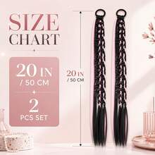 2pcs/Set Double Ponytail Braided Hair Extensions, Rope-Style Ponytail Hair Extensions, Long Synthetic Fiber Wigs, Suitable For Women's Daily Styling, Halloween, Anime Characters, Stage, Y2K, Party Outfits - Multicolor - View 4