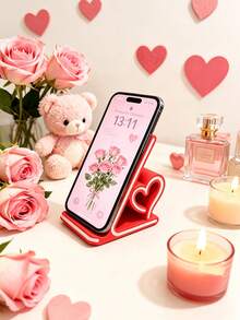 Romantic Heart-Shaped Phone Stand, Perfect Valentine's Day Gift For Her, Fashionable Desktop Decoration, Portable Non-Slip, Suitable For Live Streaming/Office/Broadcasting/Online Learning And More - Multicolor - View 3