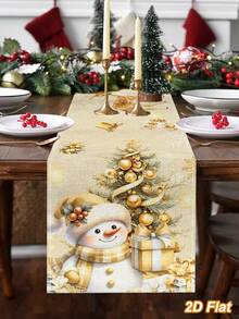 1件裝聖誕亞麻桌旗，Merry Christmas 桌布，雪人/馴鹿/聖誕樹圖案，桌巾，聖誕裝飾，聖誕佈置，聖誕夜背景裝飾，聖誕家居裝飾，Xmas 裝飾，聖誕餐桌裝飾，廚房餐桌裝飾，節日派對裝飾，冬季家居裝飾，室內/室外通用 - 彩色 - 查看 10