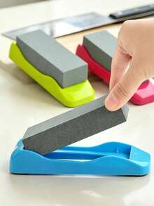 Vigour Summer 2pcs (Whetstone + Non-Slip Base) High Hardness Double-Sided Whetstone With Non-Slip Base, Multi-Functional Small Sandstone For Home Kitchen Knife Sharpening, Suitable For Housewives, Outdoor Camping Enthusiasts, Auto Repair Technicians, Craftsmen, Applicable To Home Kitchen, Outdoor Camping, Auto Repair, Craft Workshop, Industrial Processing, Quickly Sharpen And Repair Knives, Easy To Maintain And Wear-Resistant Sharpening Tool, Knife, Scissors, Plane Sharpening Device - A - View 2