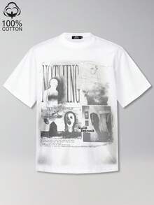 Tiny Spark Streetwear White Tee Shirt Vintage Graphic Ghost Shadow Graffiti Dark Style - White - View 1