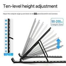 Desktop Laptop Stand, Adjustable Foldable Portable Laptop Stand, ABS + Silicone Ventilated Cooling Laptop Stand Suitable For 10-17.3 Inch Laptops And Tablets (Black, White) Laptop Stand Foldable Portable Height Adjustable Heat Dissipation Bracket Desktop Vertical Computer Stand - View 9