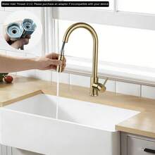 YUNRUX 304 Stainless Steel Kitchen Faucet, 2-Mode Kitchen Faucet, 360° Swivel Kitchen Faucet - 金色 - 查看 6