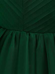 Tween Girls Spaghetti Strap Long Tulle 3D Floral Ball Gown Princess Dress Elegant Party Dress, Headband Not Included - Dark Green - View 7