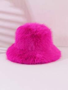 1pc Y2K Style Autumn/Winter Faux Fur Bucket Hat, Fluffy Wide Brim Street Fashion Warm Ear Protection Hat, Suitable For Halloween Party - Plush Bucket Hat - View 10