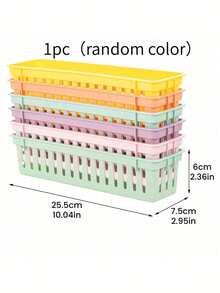 1/3/6pcs Classroom Pencil Storage Basket, Stackable, Durable Plastic Stationery Organizer Box, 25.5x7.5x6cm Colorful Pen Holder Storage Box, Multipurpose Desk Accessories For Teachers, Students, Home Learning, Office, Back To School - Multicolor - View 8
