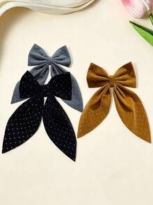 6pcs Girls Vintage Polka Dot Fabric Bow Hair Clips, Suitable For Commuting, Shopping, Fits Half-Up, Ponytail, Loose Hair, Sweet Atmosphere Hair Accessories - Multicolor - View 9