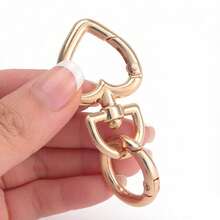 2pcs Heart Keychain Clip, Metal Spring Heart Rings Hook Key Ring Clips For Purse Bag Charms Women's Keychain - Multicolor - View 5