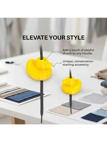 2pcs Yellow Duck Drawstring Locks - Cute Hoodie Cord Beads Decor, Universal Hoodie Drawstring Stoppers, Fun Ins Style Fashion Clothing Accessories, Unisex - A - View 6