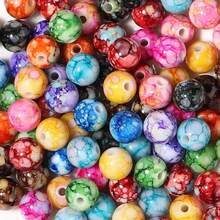 100/300/500pcs 8mm Acrylic Large Flower Faux Ceramic Round Beads For Jewelry Making. Suitable For DIY Handmade Beading Materials, Loose Beads, Hair Accessories, Bracelets, Keychains, Jewelry Accessories - Multicolor - View 11