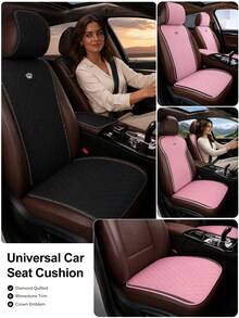 6/2pcs Universal Car Seat Covers, Pink Premium Faux Leather Seat Cushions With Crown Logo And Shiny Rhinestone Trim, Non-Slip Bottom, Breathable And Wear-Resistant, Car Seat Pads - Type a - View 10