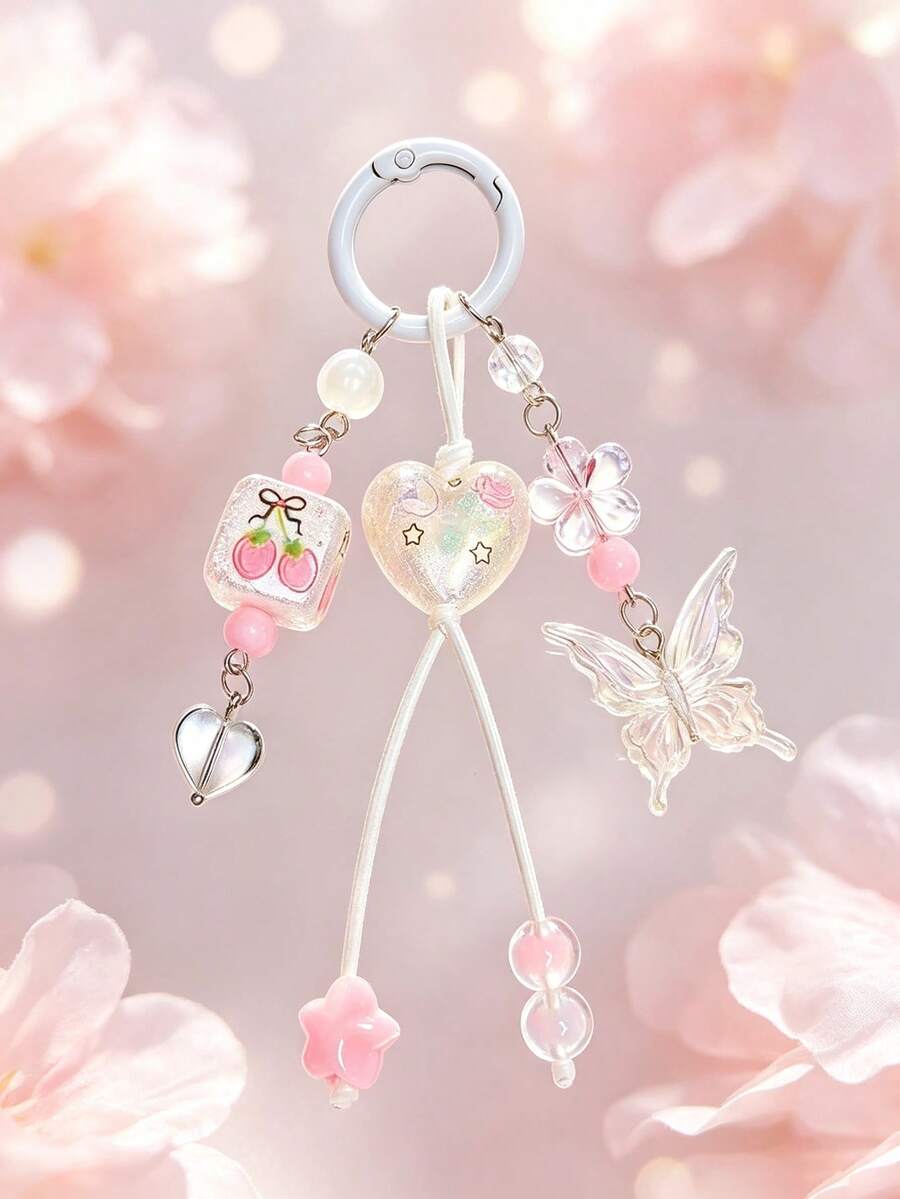 1pc Heart Butterfly Backpack Accessory, Girls Bag Charm - Multicolor - View 1