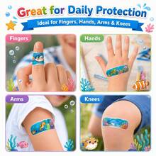 100/30/10pcs Underwater World Animals Cartoon Bandages Flexible Adhesive Colorful Cute Bandages Knuckle Fingertip Breathable Stickers (Random Pattern) - View 5