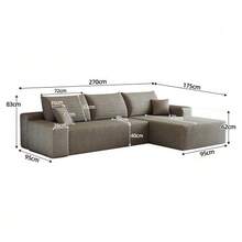 270cm Boneless Modular Corner Sofa With L-Shaped Chaise Longue, Modern Modular Sofa With Deep Seat, No Assembly Required, Compression Sofa For Living Room, Bedroom, Apartment - Camel - View 2
