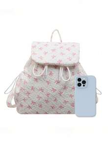 New Teen Girls' Backpack, Super Fashion Bow Handbag, Versatile And Large Capacity. - Pink - View 3