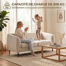 Sofá de dos plazas de terciopelo, sofá moderno para salón de 160 cm, asiento ancho acolchado, cojín de muelles grueso, color beige. - Multicolor - Ver 7