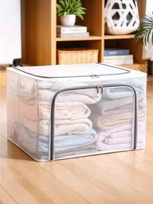 Clothing Storage Box, Transparent For Clear Visibility, Double‑Zipper Opening, Multiple Sizes Available, Large‑Capacity Storage For Clothes And Quilts, Foldable, Dust‑Proof And Moisture‑Proof, A Great Helper For Home Organization - Multiple Specifications - View 7