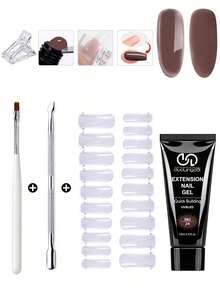 1pc Gel Nail Enhancement Set, Includes Sliding Nail Polish, Double Layer Nail Tips And Nail Clips, Suitable For Multi-Layer Gel Nails, Perfect For Beginners To Experience DIY Nail Art At Home - Multicolor - View 1