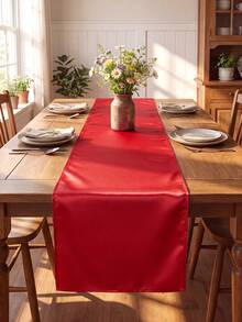 1-6 piezas Camino de mesa de satén rojo, camino de mesa de seda suave y sedosa de 12 in x 108 in, decoración de silla, decoración de habitación, decoración de mesa de comedor, perfecto para fiesta, boda, banquete, Navidad - Multicolor - Ver 7