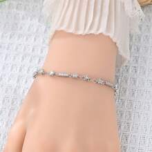 1pc S925 Sterling Silver All-Match Bracelet, Multiple Colorful Zirconia Tennis Chain And Bead Chain Styles, Compatible With DIY Beaded Pendants, Minimalist Luxury Style, Includes Extension Chain For Adjustable Size, Comes With Gift Box, Versatile Handmade Jewelry All-Match Silver Chain Accessory - Multicolor - View 5