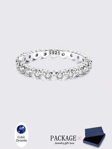 1 Pieces Women Rings Jewelry High Quality Cubic Zirconia Inlay Original 925 Sterling Silver Heart Patchwork Hoop Rings - Silver - View 12