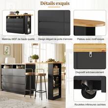 Expandable Bar Table With Storage - Black Sideboard For Bar Or Kitchen - Black - View 6