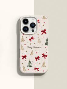 1pc Creative Personalized Full Screen Christmas Tree Star Bow Heart Letter Slogan Pattern Phone Case, Liquid Silicone Large Hole Shockproof Soft Shell Protective Cover Compatible With Samsung A23/A24/A25/A32/33/S25, Apple 11/12/13/14/14 Plus/15/15 Plus/16/16 Plus/7/8 Plus/17/17 Pro And More Models - Multicolor - View 3