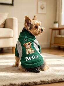 [Customized]Personalized Pet Clothes With Custom Name, Leash Attachment, Cat & Dog Hoodie, Comfortable & Cute, Heat Transfer Printing, Puppy Pattern, Perfect Gift For Dogs! Soft & Comfortable, Warm - Multicolor - View 9