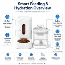 3.6L Automatic Food Dispenser + 1.8L Circulating Water Fountain 2-In-1 Automatic Pet Feeder And Water Dispenser Set For Cats And Small Dogs, Indoor Use - Light Gray - View 10