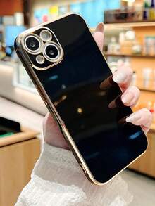 MewTrek 奢華電鍍手機殼，新款時尚矽膠防震軟殼，相容 iPhone / Galaxy Hot Reno Honor - 黑色 - 查看 7