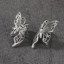 Minimalist Hollow Butterfly Ear Clips, No Piercing, Personalized Exquisite Wedding Atmosphere Women's Accessory - Silver - View 4