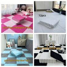 Set Karpet Mosaik Hitam & Putih Ultra Lembut 12 Buah - Karpet Mewah Tahan Lama, Cocok untuk Kamar Tidur, Ruang Tamu, Dapur, dan Kamar Mandi - Dapat Dicuci, Dapat Dipotong, 12x12 Inci - Pola Geometris yang Modis - Berbagai gaya - View 10