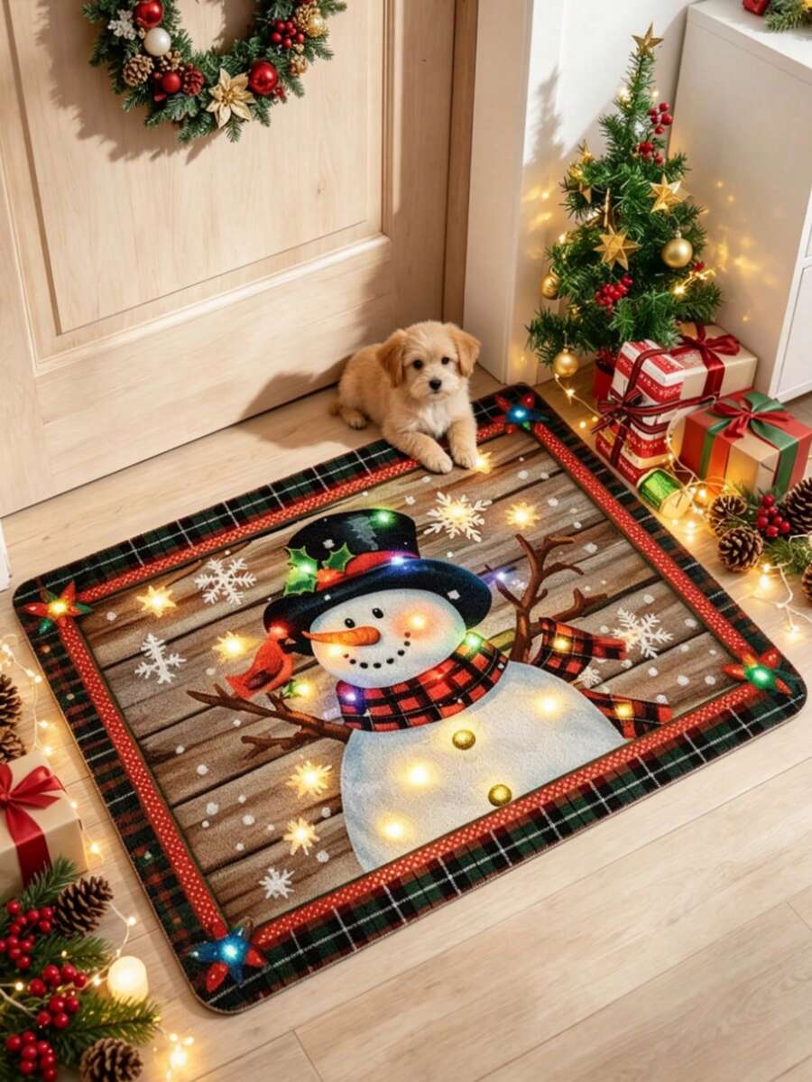 1pc Christmas Snowman Doormat, Welcome Mat, Rug, Autumn/Winter Doormat, Thickened Carpet, Floor Mat, Universal Doormat, Bedroom Rug, Area Rug - Multicolor - View 1